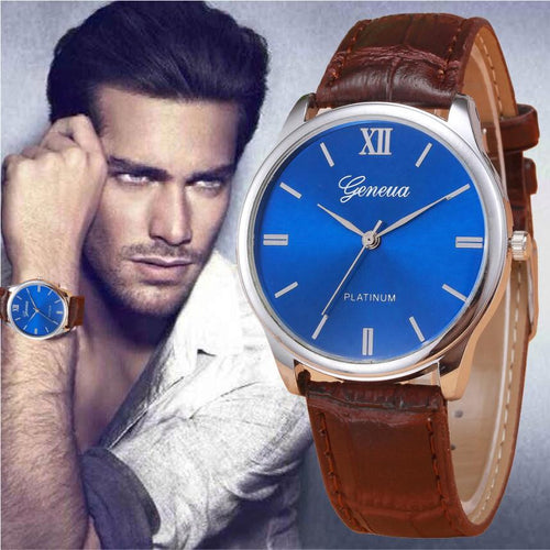 2017 Retro New Design Mens Watch Faux Leather Band Analog Quartz Wrist Watch For Men Male Clock Wristwatches relogio masculino - watchkarter