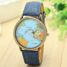 Fashion Watch Woman 2017 PU Leather Global Travel By Plane Map Quartz Wrist watch Women Clock Female Montre Femme - watchkarter