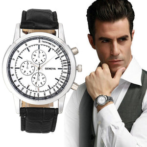2017 Watch Men Fashion PU Leather Strap Geneva Men Business Quartz Watch Relogio Masculino Montre Homme - watchkarter