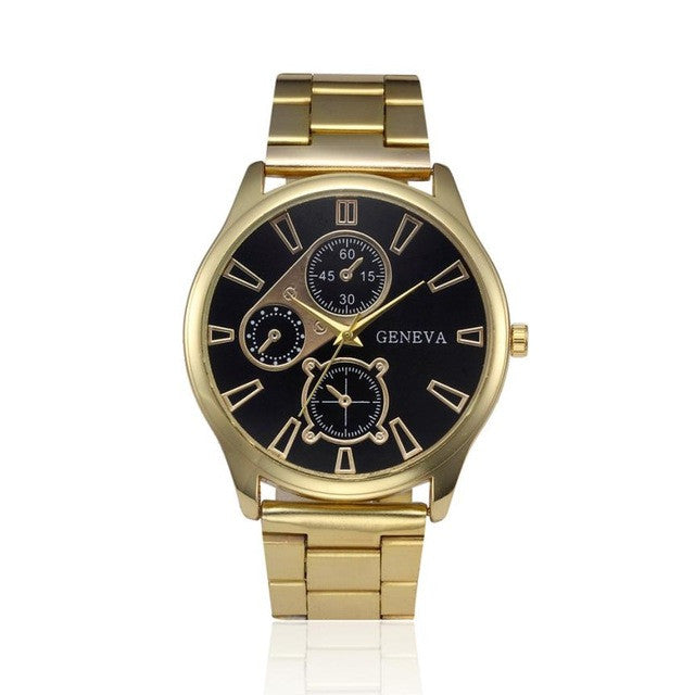 2017 Fashon Geneva Quartz Watches men Stainless Steel Gold Men Quartz-Watch Clock Male Relogio Masculino #04 - watchkarter