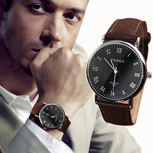 Luxury Fashion Faux Leather Mens Quartz Analog Watch Watches - watchkarter