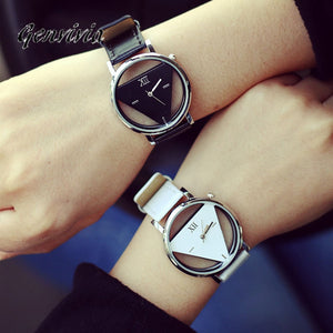 2017 High Quality Women's Watch Unique Hollowed-out Triangular Dial Fashion Watch Quartz Wrist Watch Reloj Mujer White,Black - watchkarter