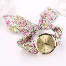 relojes mujer 2017 Womens Floral Jacquard Cloth Quartz Bracelet Watch Wristwatch Cloth fabric Watch vrouwen horloge - watchkarter