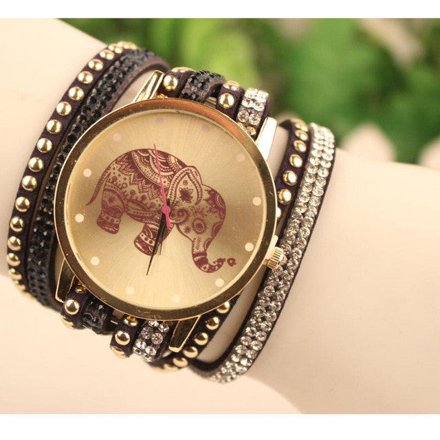 Watch Women Luxury Fashion Elephant Boho Bracelet Women Dress Watches Ladies Quartz Wrist watches montre femme - watchkarter