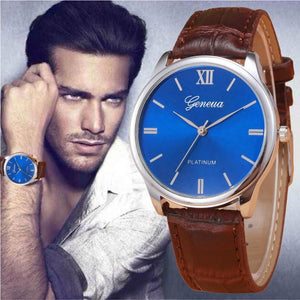 2017 Retro New Design Mens Watch Faux Leather Band Analog Quartz Wrist Watch For Men Male Clock Wristwatches relogio masculino - watchkarter