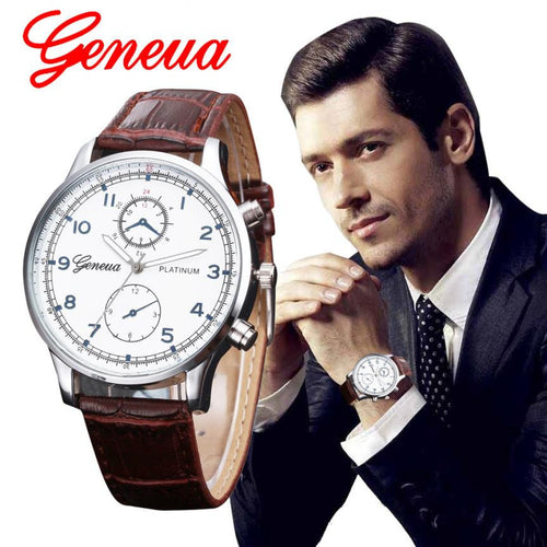 Relojes 2017 New Fashion Geneva Watch Men Faux Leather Wristwatches For Men Casual Quartz Watch Male Clock  Relogio Masculino - watchkarter