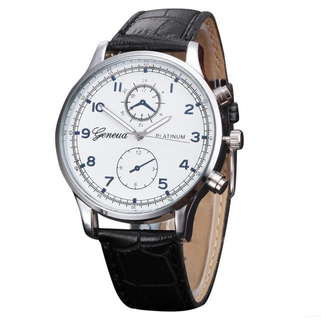 Relojes 2017 New Fashion Geneva Watch Men Faux Leather Wristwatches For Men Casual Quartz Watch Male Clock  Relogio Masculino - watchkarter