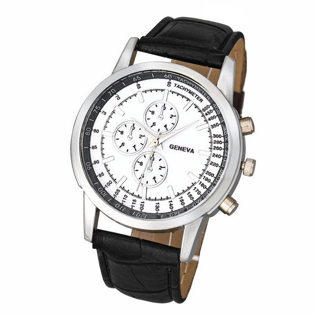 2017 Watch Men Fashion PU Leather Strap Geneva Men Business Quartz Watch Relogio Masculino Montre Homme - watchkarter