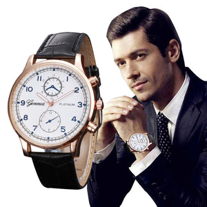 New Fashion Casual Watches Men Business Watches Geneva PU Leather Quartz WristWatch For Men relogio masculino Male Clock - watchkarter