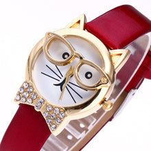 Cute Glasses Cat Women Analog Quartz Dial Wrist Watch - watchkarter