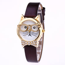 Cute Glasses Cat Women Analog Quartz Dial Wrist Watch - watchkarter