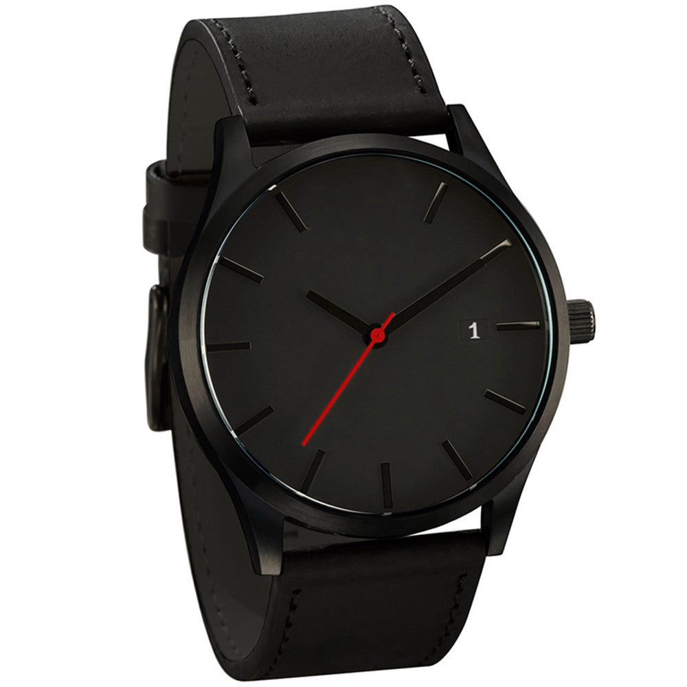 Popular Low-key Minimalist Connotation Leather Men's Quartz Wristwatch - watchkarter