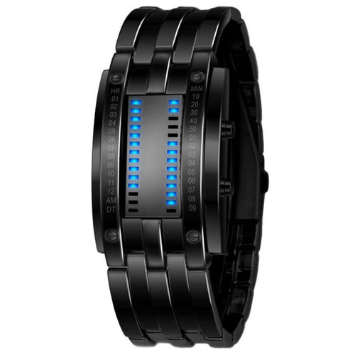 Men's Black Stainless Steel Date Digital LED Bracelet Sport Watches - watchkarter