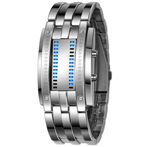 Men's Black Stainless Steel Date Digital LED Bracelet Sport Watches - watchkarter