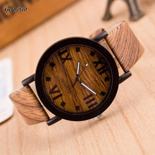 2017 New  Genvivia Roman Numerals Wood Leather Band Analog Quartz Vogue Wrist Watches Luxury Bracelet watch relogio feminino - watchkarter